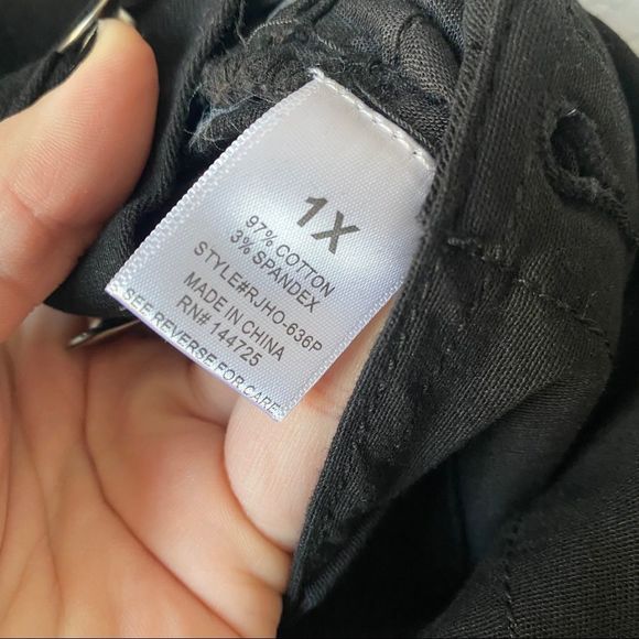 Vella Jean Black Denim Skinny Overalls Sz 1X - Picture 5 of 8